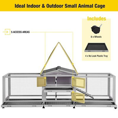 Image showing  2-Story Indoor/Outdoor Easy-Moving Bunny Hutch, Large, 33.5 in. x 94 in. x 16.7 in.