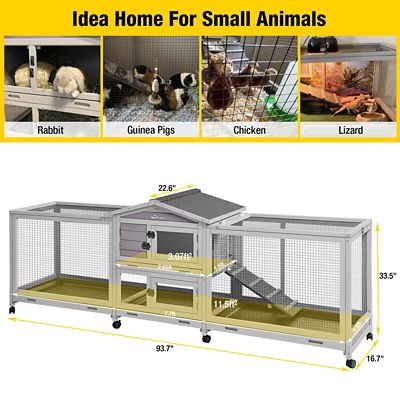 Image showing 5 th Aivituvin 2-Story Indoor/Outdoor Easy-Moving Bunny Hutch, Large, 33.5 in. x 94 in. x 16.7 in.