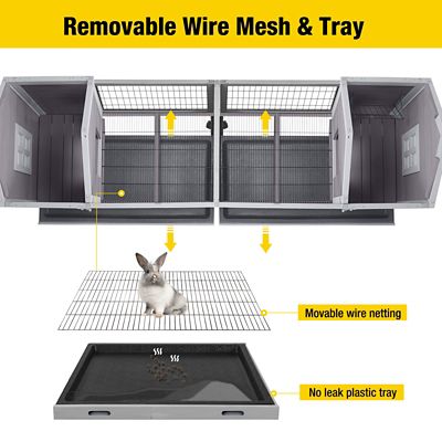 Image showing  1-Story Indoor Wooden Rabbit House, Large, 29 x 80 x 23in.