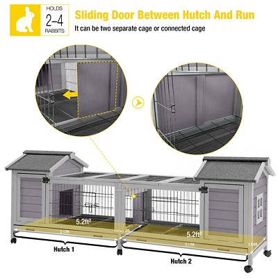 Image showing  1-Story Indoor Wooden Rabbit House, Large, 29 x 80 x 23in.