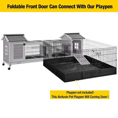 Image showing 5 th Aivituvin 1-Story Indoor Wooden Rabbit House, Large, 29 x 80 x 23in.