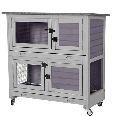 Aivituvin Indoor/Outdoor Bunny Hutch with Wheels