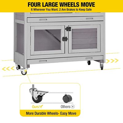 Image showing  2-Story Indoor/Outdoor Bunny Hutch with Wheels, 36 in. x 36 in. x 18 in.