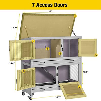 Image showing  2-Story Indoor/Outdoor Bunny Hutch with Wheels, 36 in. x 36 in. x 18 in.