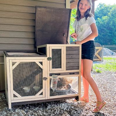 Image showing  2-Story Indoor/Outdoor Rabbit Hutch with Pull-Out Tray, Large, 37 in. x 41 in. x 26 in.