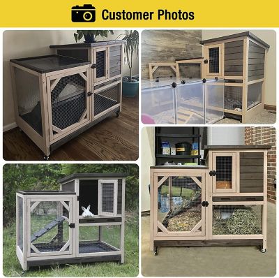 Image showing  2-Story Indoor/Outdoor Rabbit Hutch with Pull-Out Tray, Large, 37 in. x 41 in. x 26 in.