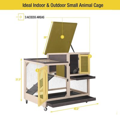 Image showing 5 th Aivituvin 2-Story Indoor/Outdoor Rabbit Hutch with Pull-Out Tray, Large, 37 in. x 41 in. x 26 in.