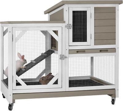Aivituvin Indoor Large Wooden Rabbit Hutch with Pull Out Tray