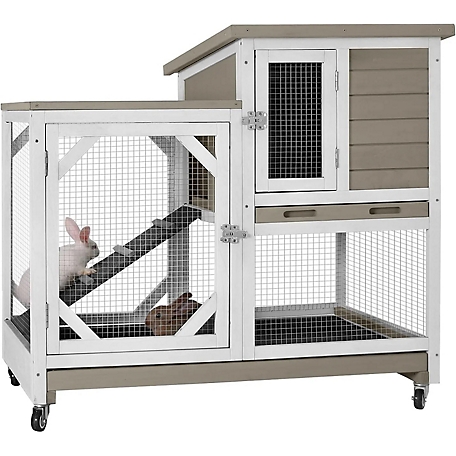 Aivituvin Indoor Large Wooden Rabbit Hutch with Pull Out Tray