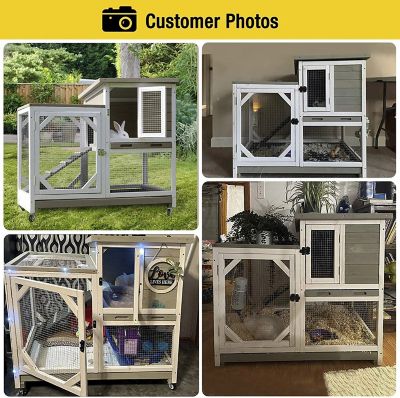 Image showing  2-Story Indoor/Outdoor Wooden Rabbit Hutch with Pull-Out Tray, Large, 37 in. x 40 in. x 26 in.