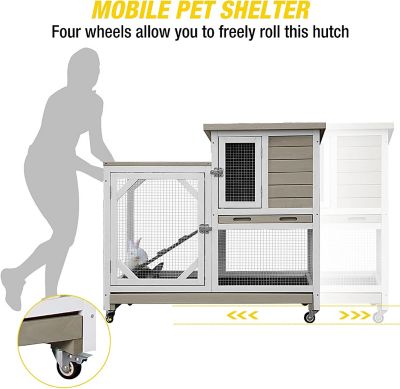 Image showing  2-Story Indoor/Outdoor Wooden Rabbit Hutch with Pull-Out Tray, Large, 37 in. x 40 in. x 26 in.