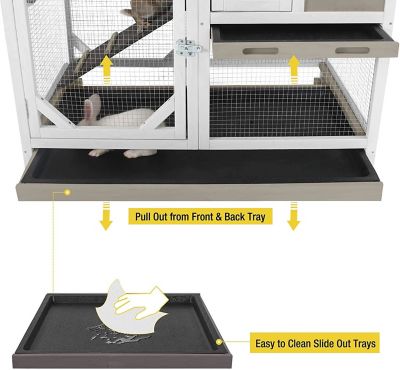 Image showing  2-Story Indoor/Outdoor Wooden Rabbit Hutch with Pull-Out Tray, Large, 37 in. x 40 in. x 26 in.