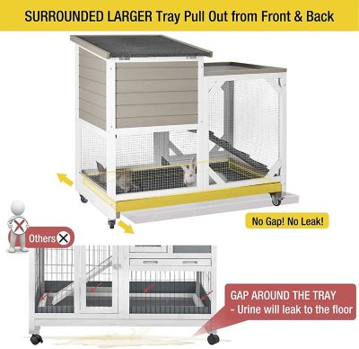 Image showing  2-Story Indoor/Outdoor Wooden Rabbit Hutch with Pull-Out Tray, Large, 37 in. x 40 in. x 26 in.