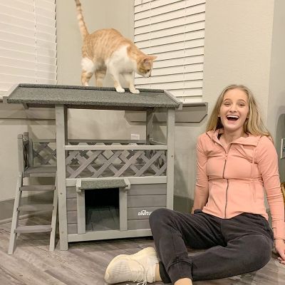 Image showing  Indoor/Outdoor Wooden Cat House, AIR09-B