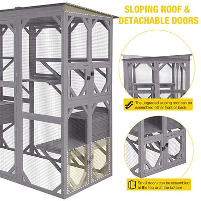 Image showing  Walk-In Extra Large Outdoor Cat Enclosure Connected to House