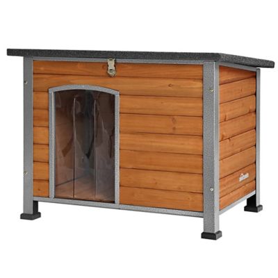 Aivituvin Heavy-Duty Indoor/Outdoor Wooden Dog Crates House with Iron Frame, 33 x 22 x 25in.