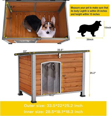 Image showing 6 th Aivituvin Heavy-Duty Indoor/Outdoor Wooden Dog Crates House with Iron Frame, 33 x 22 x 25in.