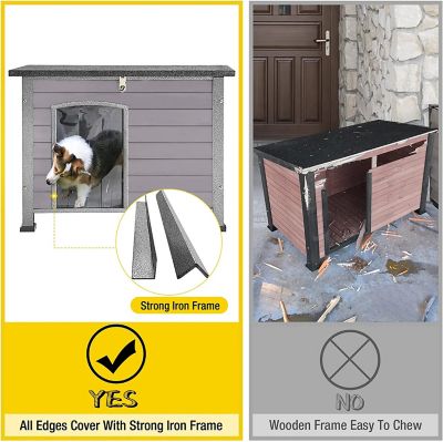 Image showing  Heavy-Duty Indoor/Outdoor Wooden Dog Crates House with Iron Frame, 43 x 29 x 33 in.