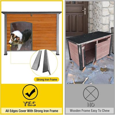 Image showing  Heavy-Duty Indoor/Outdoor Wooden Dog Crates House with Iron Frame, 43 x 29 x 33 in.