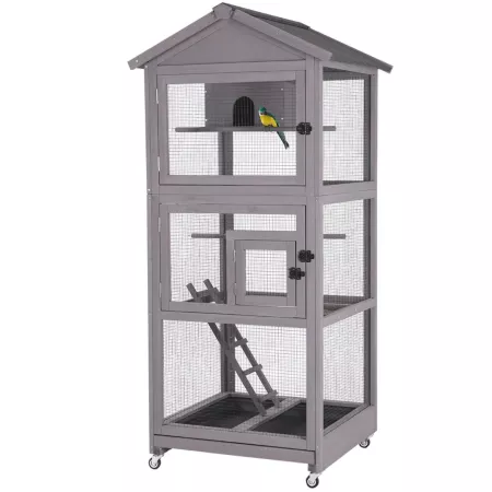 Aivituvin 70.8" Wooden Bird Cage on Wheels Large Pet Bird Cages