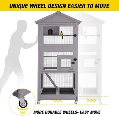 Image showing  70.8 in. Wooden Bird Cage on Wheels, Large