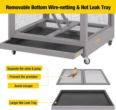 Image showing  70.8 in. Wooden Bird Cage on Wheels, Large