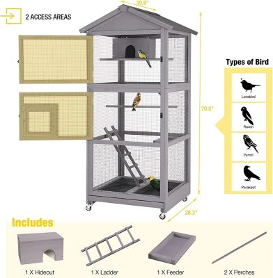Image showing  70.8 in. Wooden Bird Cage on Wheels, Large