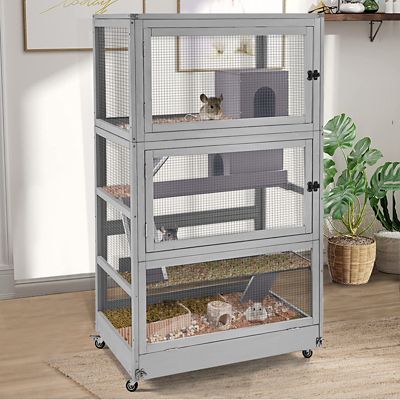 Image showing  Large Wooden Chinchilla and Ferret Cage, 63 in. x 25 in.