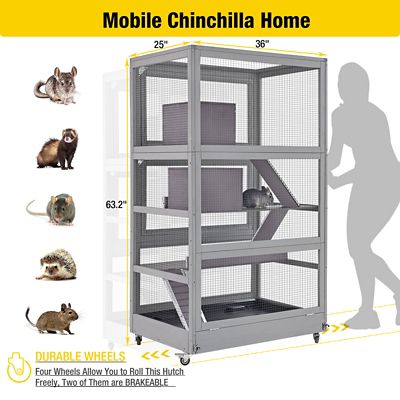 Image showing 5 th Aivituvin Large Wooden Chinchilla and Ferret Cage, 63 in. x 25 in.