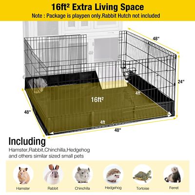 Image showing  Indoor/Outdoor Portable Pet Play Pen with Floor, Small, Combines with Rabbit Hutch