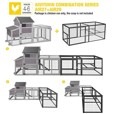 Image showing  Metal Chicken Coop Extension Run, Combines with AIR27, AIR31, AIR32 Chicken Coops
