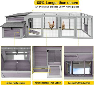 Image showing  Large Chicken Coop with Run, 4 to 6 Chicken Capacity
