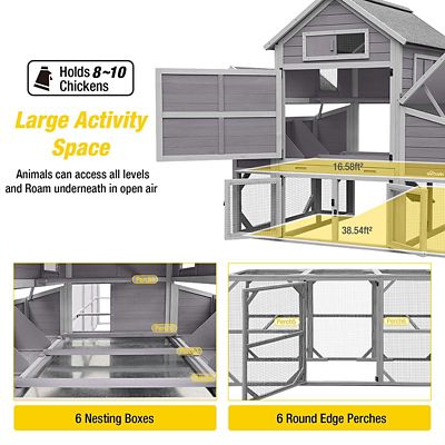 Image showing  Large Chicken Coop with Run, 8-10 Chicken Capacity