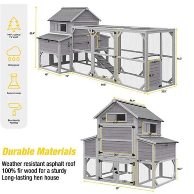 Image showing  Large Chicken Coop with Run, 8-10 Chicken Capacity