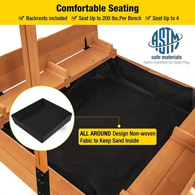 Image showing  Kids' Sandbox with Cover and Bench