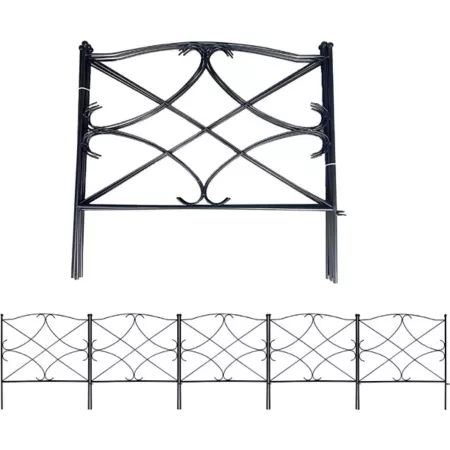 Ashman 10 ft x 24 in Rust-Proof Galvanized Garden Fence Black 5-Pack Garden Fencing