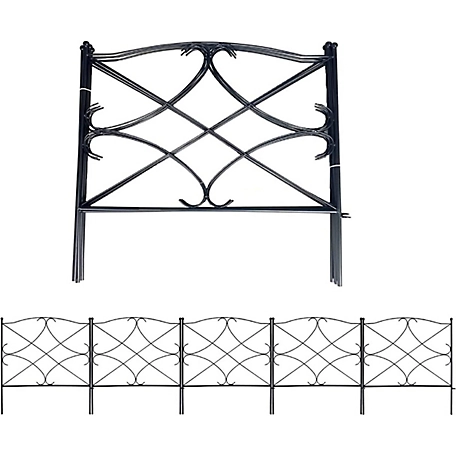 Ashman 10 ft. x 24 in. Galvanized Rustproof Garden Fence, Black, 5-Pack