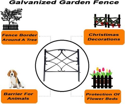Image showing  10 ft. x 24 in. Galvanized Rustproof Garden Fence, Black, 5-Pack
