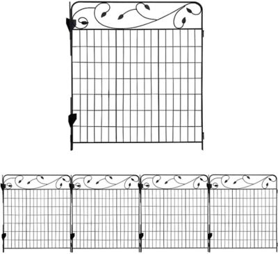 Ashman Garden Fence 44in x 3ft, Black (Set of 4) - Outdoor Rustproof Landscape Fencing, Animal Barrier, Border Edge Folding.