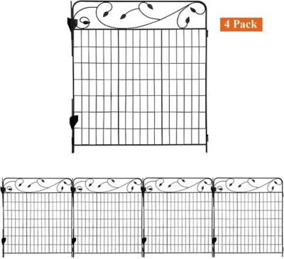 Image showing  3 ft. x 44 in. Garden Fence, Black, 4-Pack