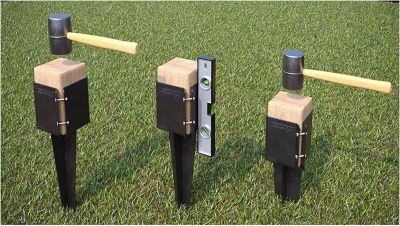 Image showing 6 th Ashman Fence Post Anchor 30 in. Tall, 3.25 x 3.25 in. Wide, Ideal for securing Mailbox Posts, Deck Posts, 2 Pack