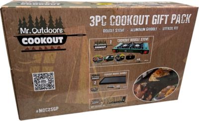 Mr. Outdoors Cookout 3 pc. Gift Pack (Includes Double Butane Stove, Griddle & 10 pc. Utensil Kit), MOC2SGP