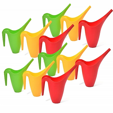Ashman Set of 12 Watering Can, Indoor and Outdoor Use, Assorted Colors included Red, Green, Yellow, 2 Liter Capacity.