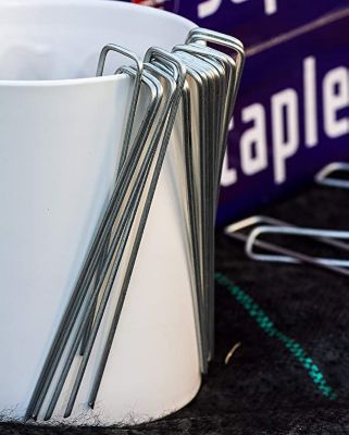 Image showing 6 th AllThing 6 in. Metal Galvanized Garden Stakes Landscape Staples, Sod and Fence Stake for Garden Landscape Fabric, 100 ct.