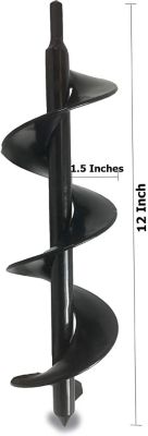 Image showing  3 in. x 14 in. Auger Heavy-Duty Steel Auger Drill Bit, for Planting Bulbs, Handheld, Used to Drill Through the Soil