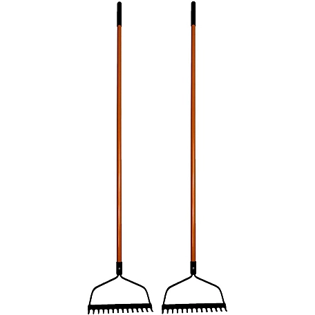 Ashman Bow Rake, Heavy-Duty Rake to Gather Fallen Leaves, Equipped with Rubber Grip Handle, Rust-Resistant, 2-Pack