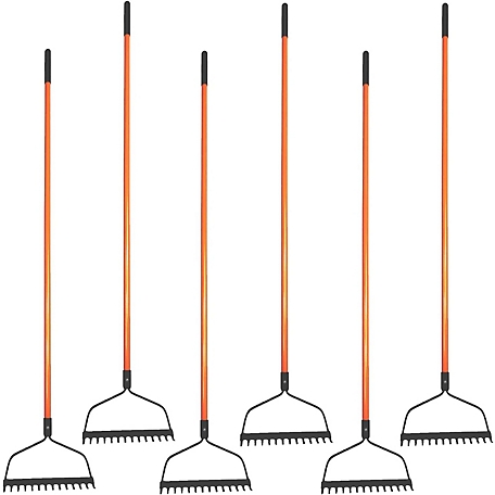 Ashman Bow Rake (6 Pack) Heavy Duty Rake to Gather Fallen Leaves, Equipped with Rubber Grip Handle, Rust Resistant