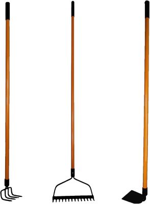 Ashman Assorted Garden Rakes, 2 Bow Rakes and 1 Garden Hoe, Multi-Purpose Assorted Shovels, Strong Build, 3-Piece