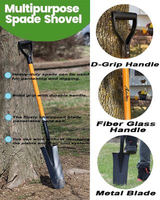 Image showing  Drain Spade Shovel (1 Pack) Long Handle Spade with D Handle Grip Durable Handle with a Metal Blade Multi-Purpose.