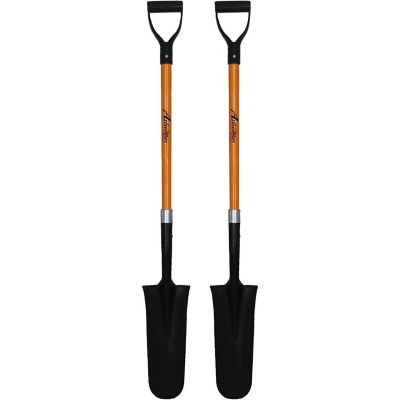 Ashman Drain Spade Shovel (2 Pack) Long Handle Spade with D Handle Grip Durable Handle with a Metal Blade Multi-Purpose